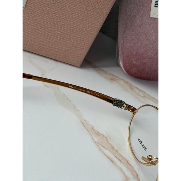 NEW Miu Miu M50ZV Gold Oval Metal Eyeglasses Frames main image 4